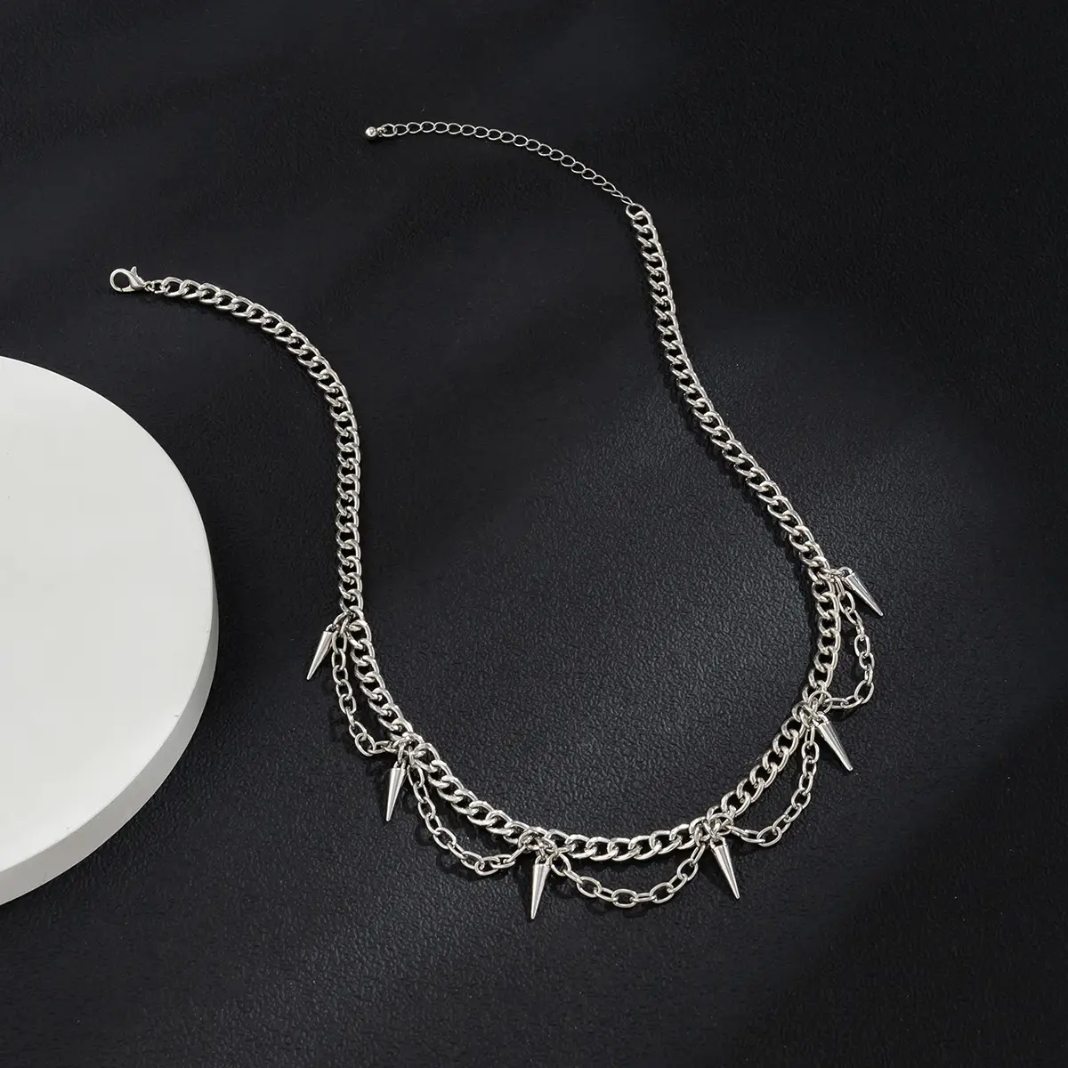 Hip Hop Tassel Rivets Necklace Men's Clavicle Chain Men's Ornament