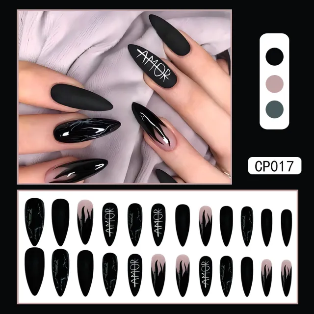 European And American Style White Jelly Glue Nail Tips Cp017 Black Flame Glue - Shop at LoveMi
