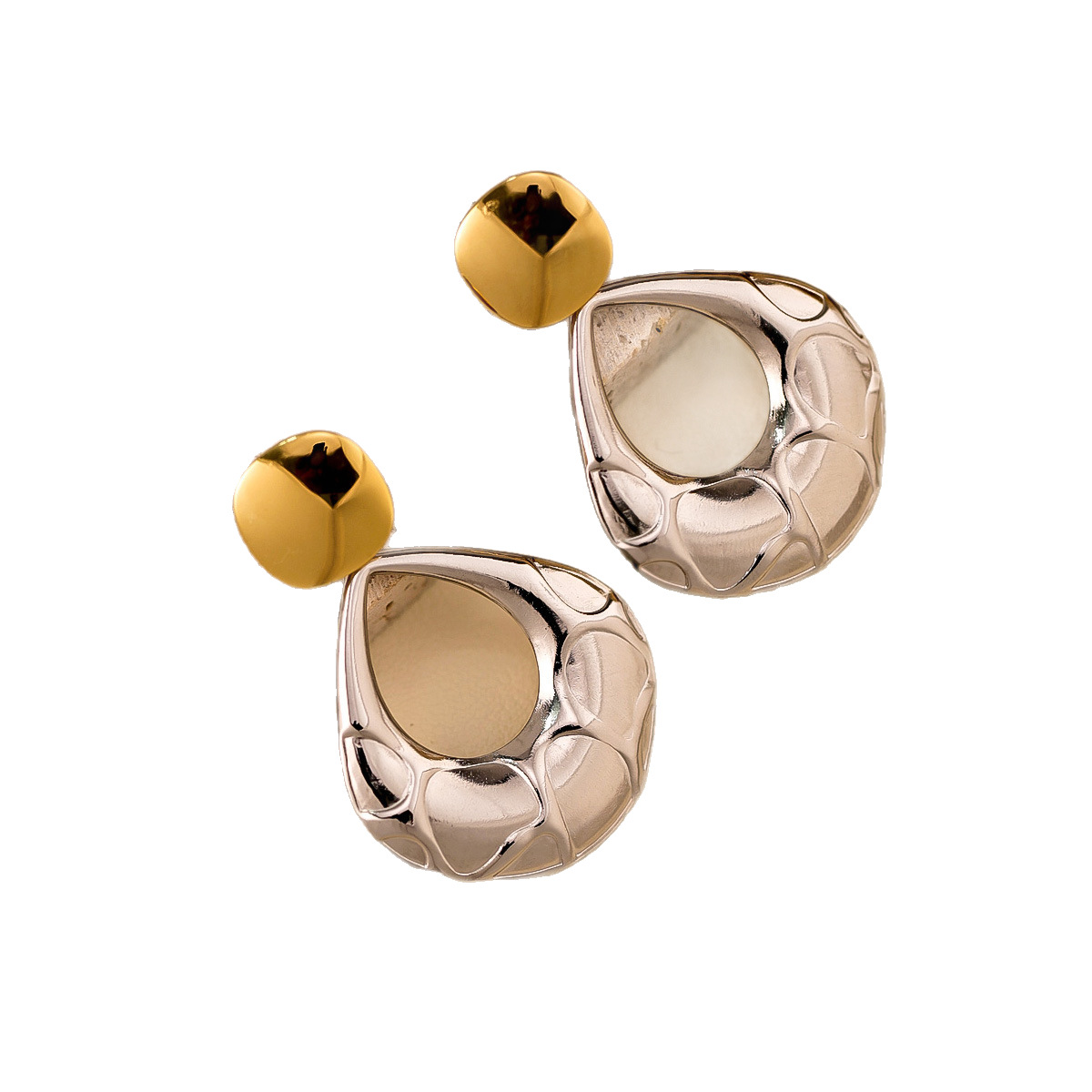 Fashionable Geometric Color-Block Earrings Womens Retro Niche Style