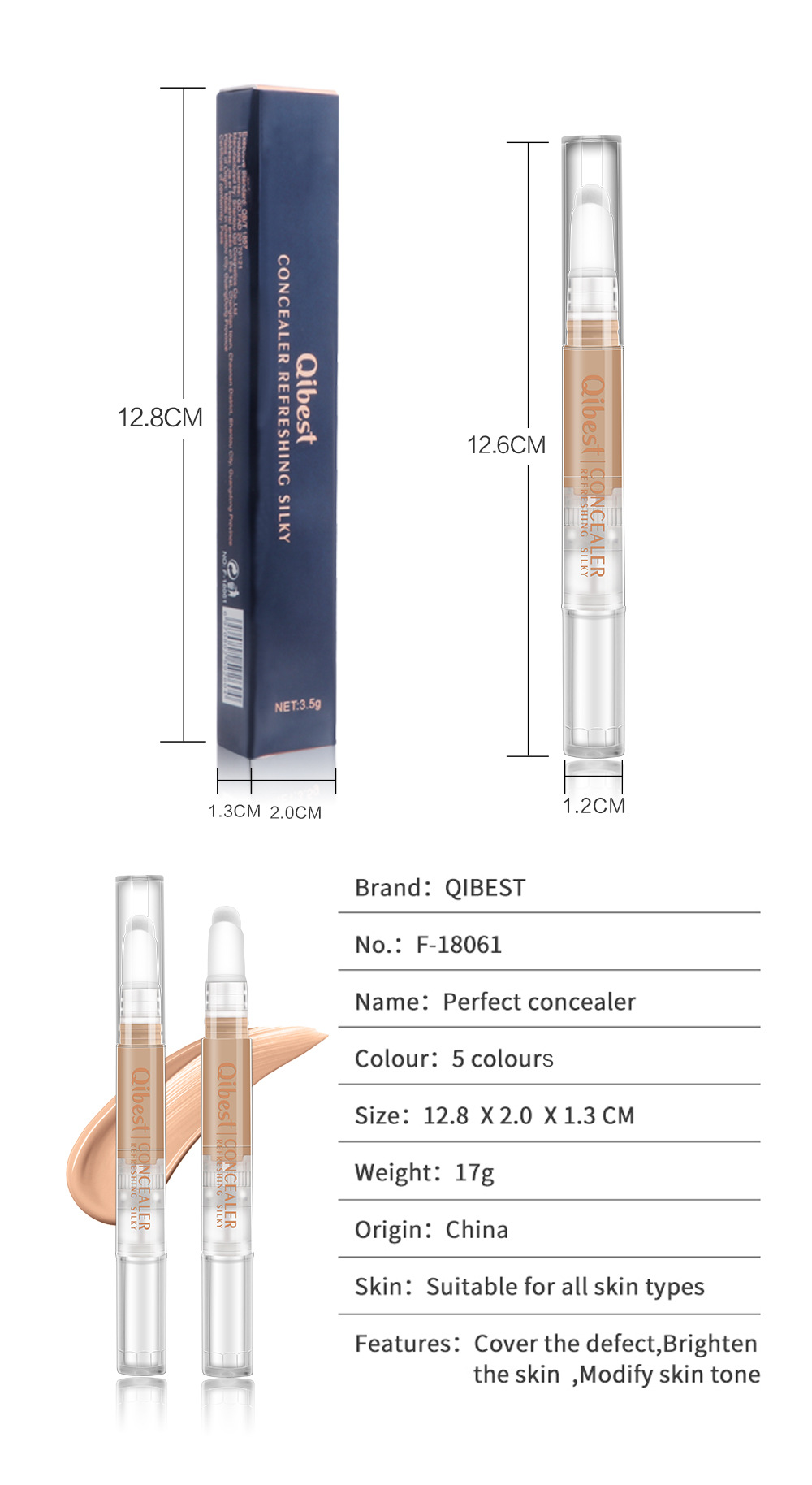 Title 2, Drehbarer wasserfester Concealer-Stick für make...