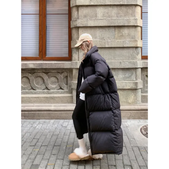 Plus Size Loose Long Versatile Parka Cotton Coat Jacket Black - Shop at LoveMi