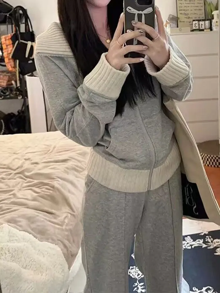 Version Of Chanel's Style Casual Multicolor Coat Wide Leg Trousers Two-piece Set - Multicolor