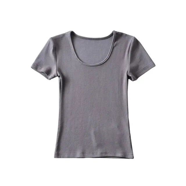 Women's Solid Color Round Neck Pullover Short Sleeve T shirt 194 Dark Gray - Shop at LoveMi