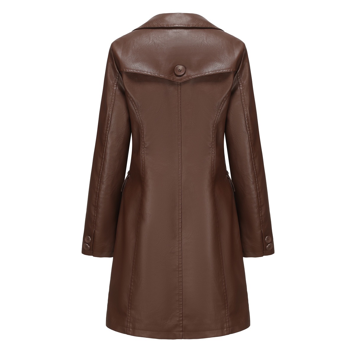 Women’s Long Leather Trench Coat – Fashion Outerwear