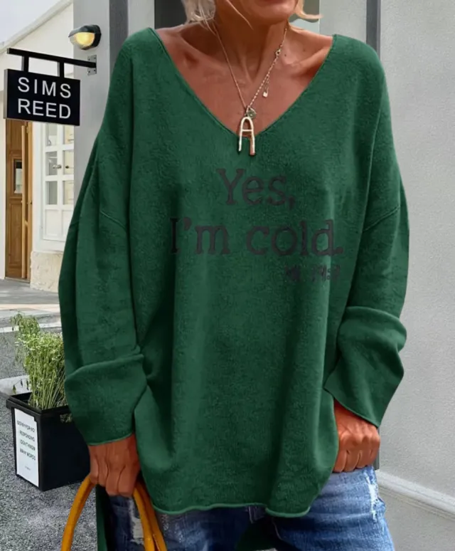Loose Casual Solid Color Letter Printing U Collar Sweater Women Green - Shop at LoveMi