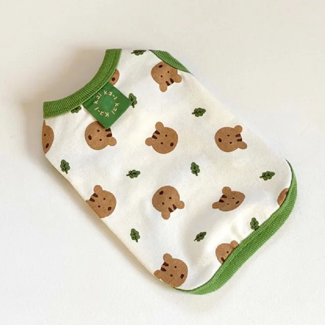 Full Printed Collar Lable Vest Small And Medium sized Dogs Teddy Two legged Pet Clothes Green - Shop at LoveMi