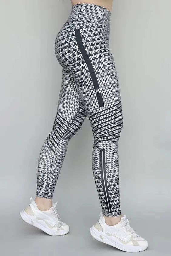 Slim fit Printed Trousers Yoga Pants Light Gray - Shop at LoveMi