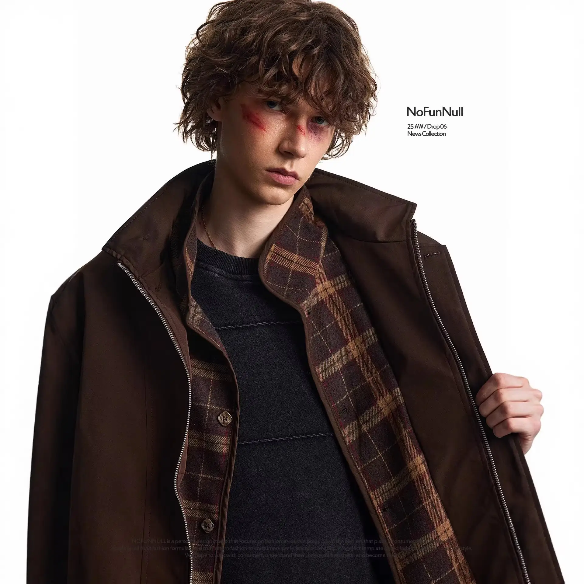 Plaid Patchwork Turn-Down Collar Baseball Jacket High-Street Vintage Barn Style Coat