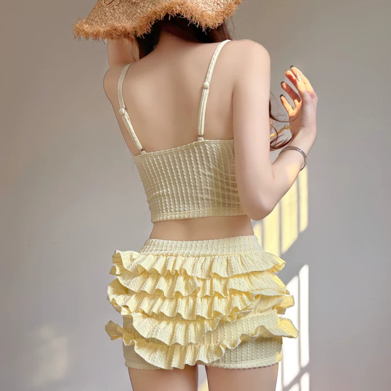 Womens Two-Piece Split Swimsuit Camisole Style Solid Color - Image 4