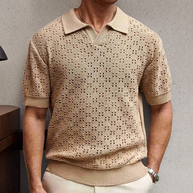 Fashion Dovetail Collar Tencel Men's Casual Sweater