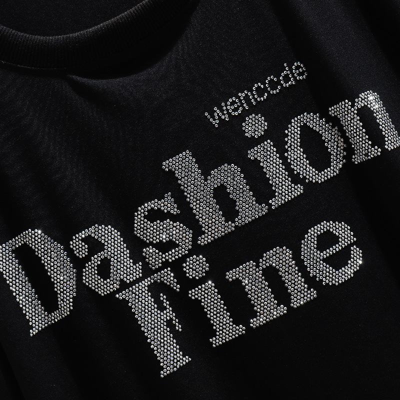 Loose Slimming Rhinestone T-shirt Dress Women