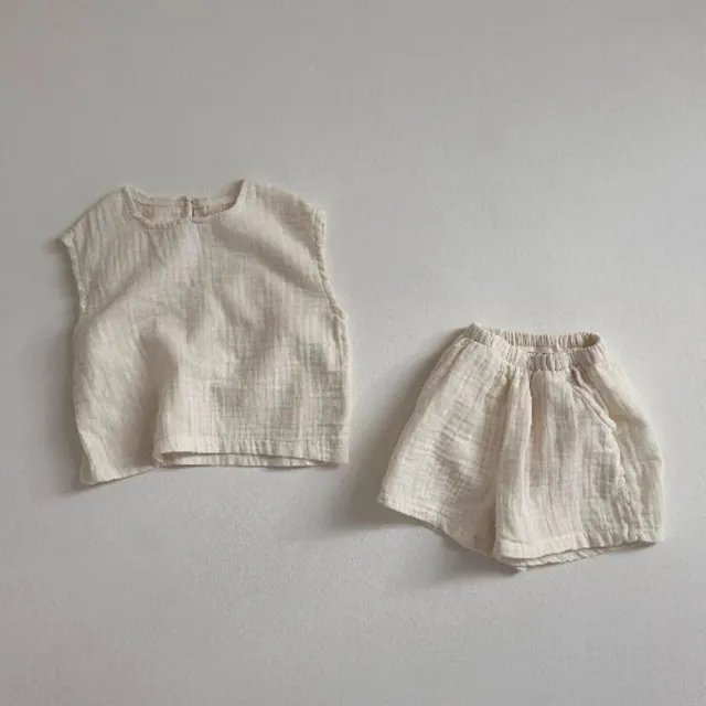 Breathable Vest Shorts Set All matching Comfortable Children White - Shop at LoveMi