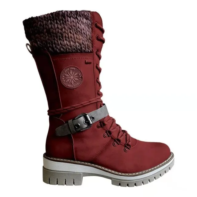 Winter High Square Heel Round Head Sewing Line Plus Size Martin Boots Red - Shop at LoveMi
