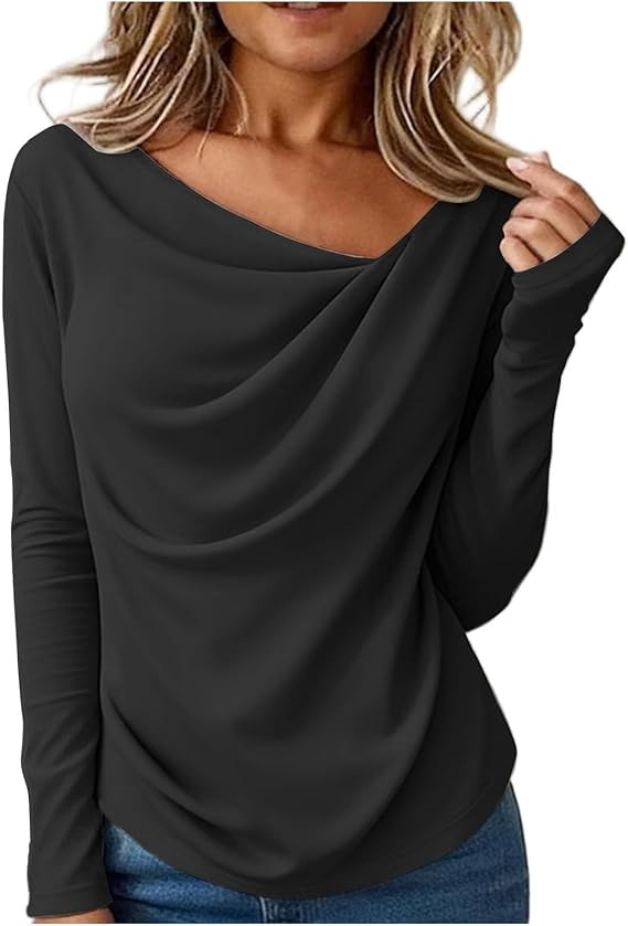 Solid-color Long-sleeve Womens Top