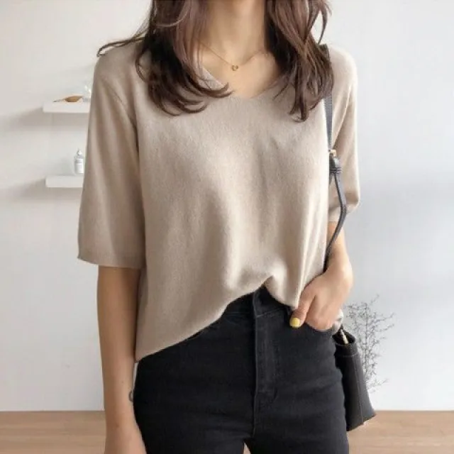 Loose Mori Girl Idle Style Drape Super Fairy Ice Silk Sweater Apricot - Shop at LoveMi
