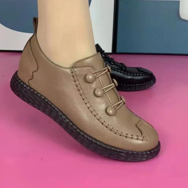 Non-slip Soft Bottom Beef Tendon Bottom Outdoor All-matching Pumps - Khaki