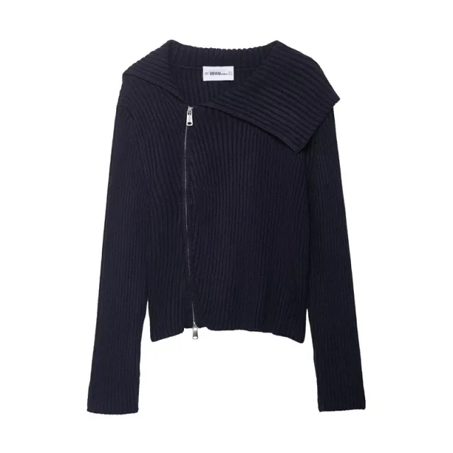 Women's European And American Style Zipper Ribbed Knitted Jacket - Shop at LoveMi