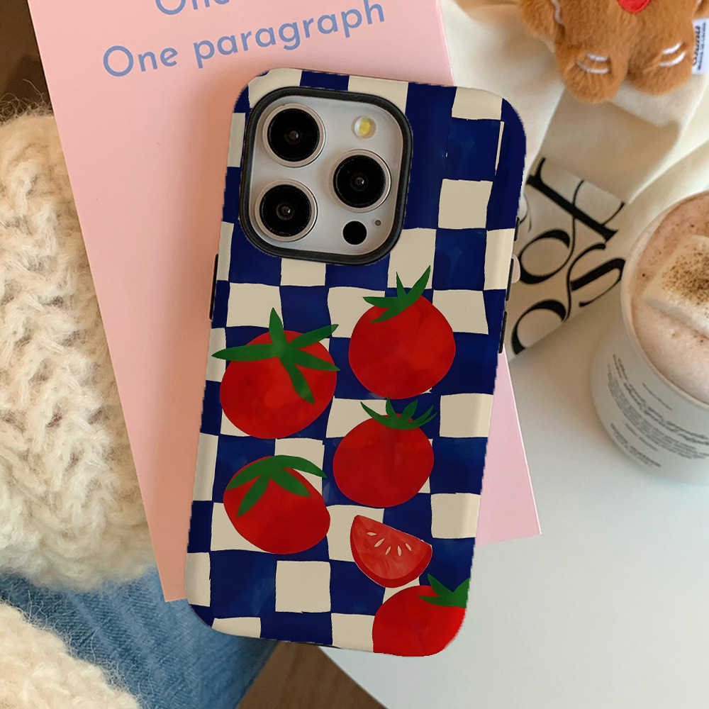 Blue Grid Tomato Film Phone Case
