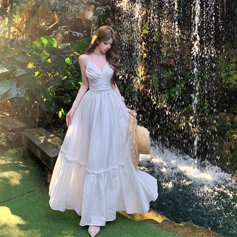 Women's Sexy Backless White Slip Dress 2