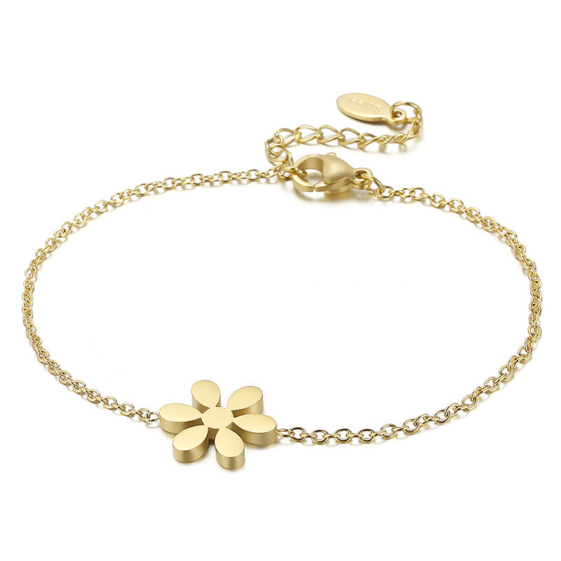 Simple Plant Flower Pattern Stainless Steel Bracelet