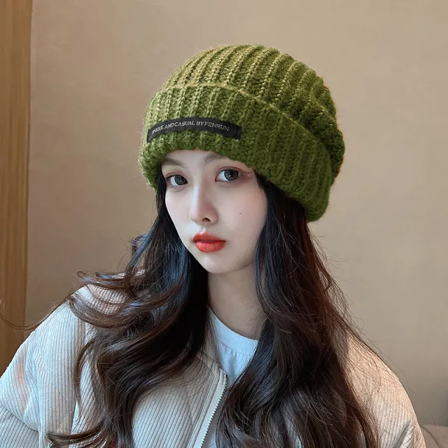 Women's Autumn And Winter Thickening Wool Blend Knitted Hat Green - Shop at LoveMi