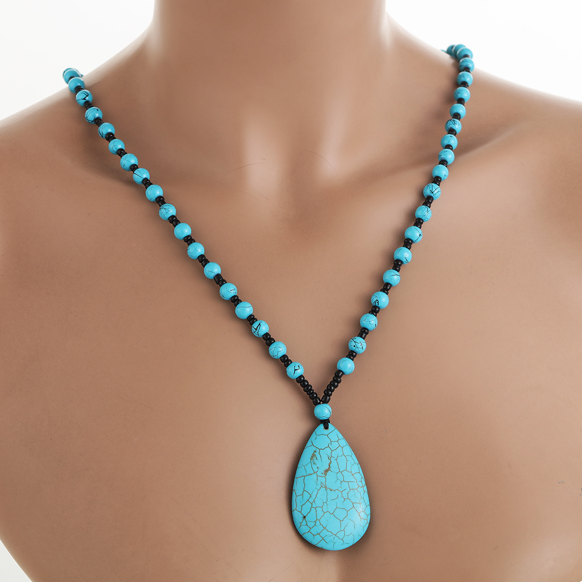 Vintage Turquoise Waterdrop Womens Necklace