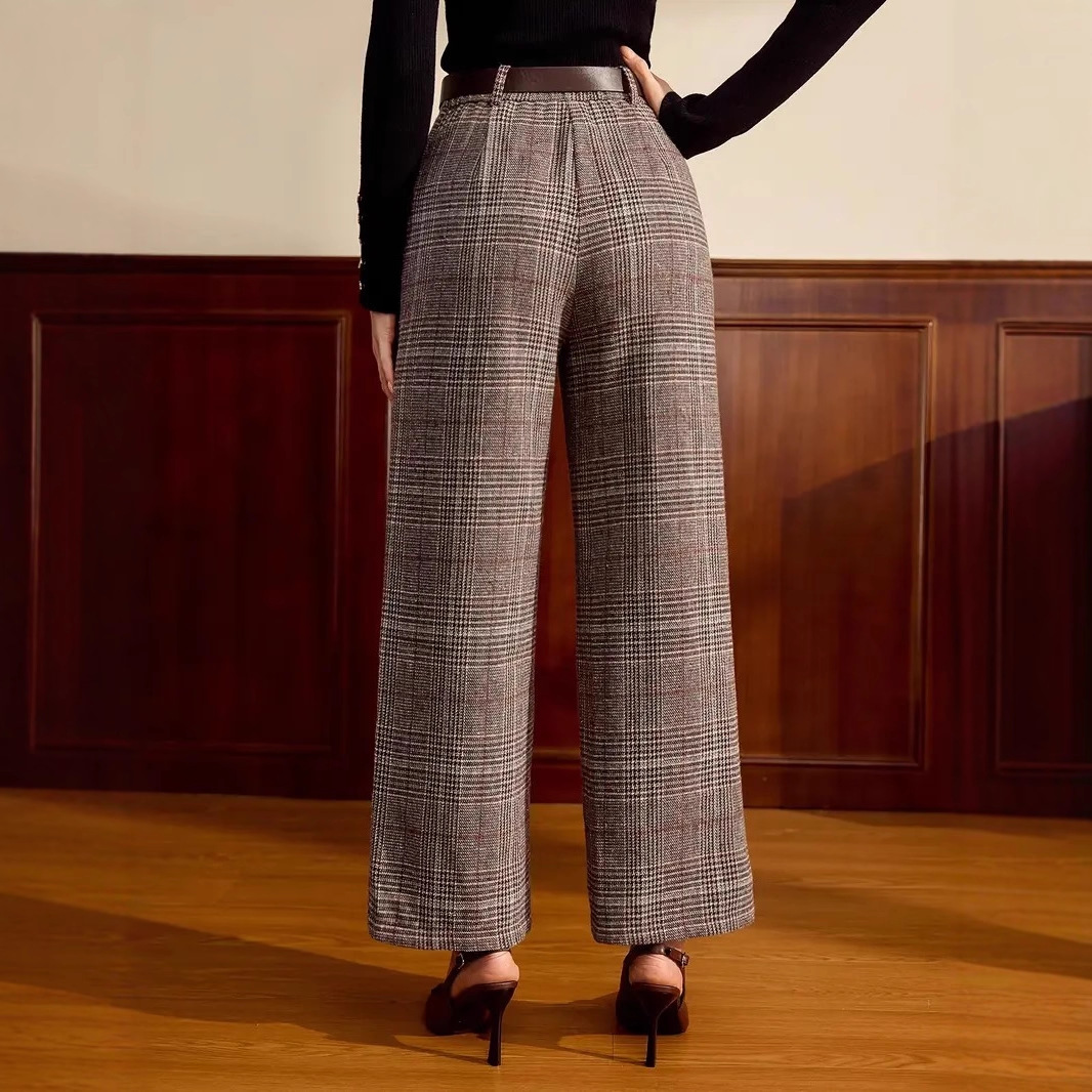 Wool Plaid Pants Womens New Autumnwinter Style For Petite Figures - Image 3