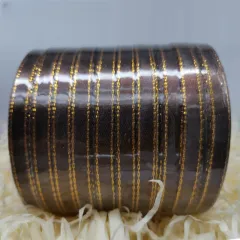 Double Gold Edge Satin Ribbon Gift Package Ribbon Decorative Band Korean Style Handicraft DIY Material Ribbon - Brown - View 1