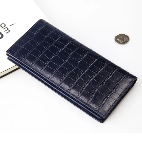 Crocodile Pattern Cowhide Wallet Men's Long Genuine Leather