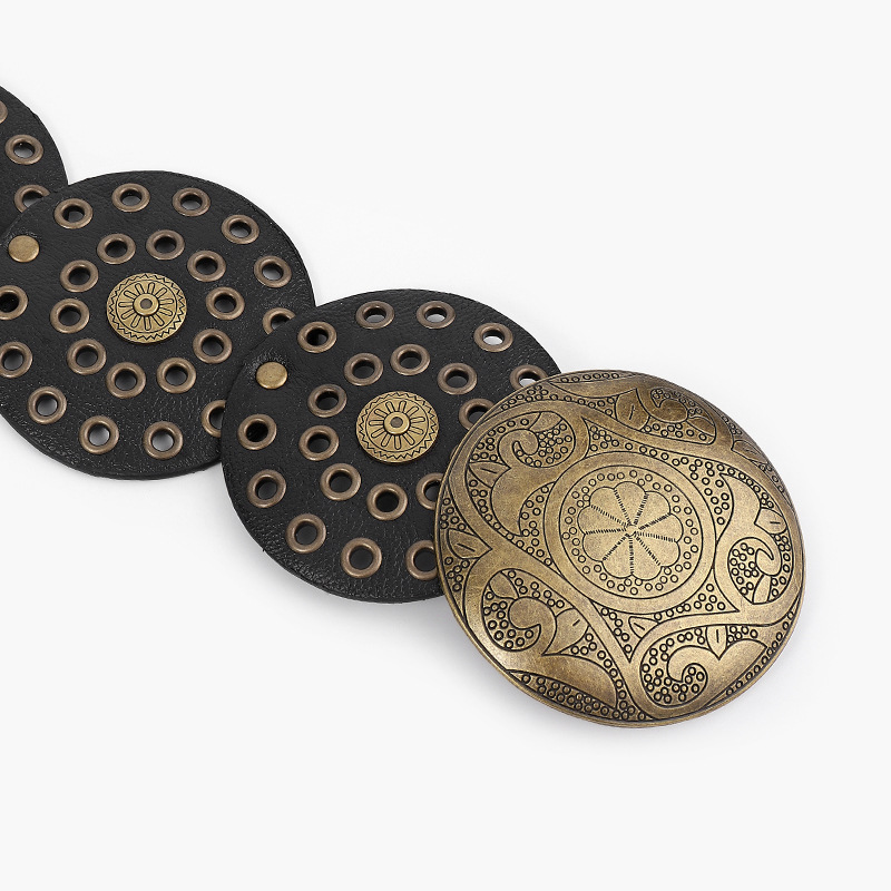 Black and Gold Disc Belt for Women