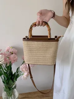 Summer New Niche Messenger Bag Woven Small Bag Ladies - Khaki - View 1