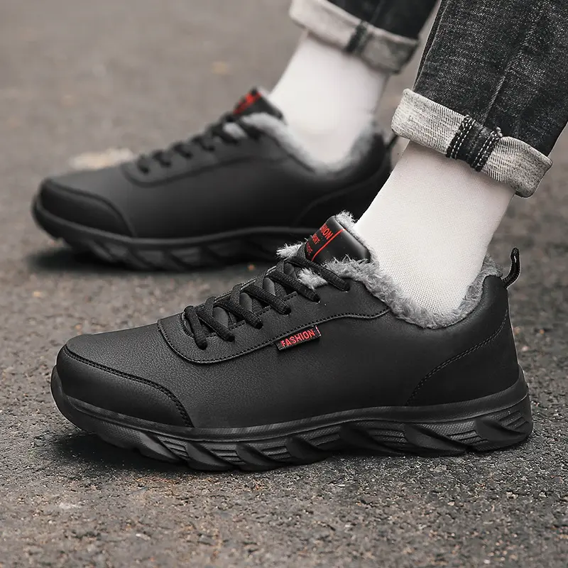 Artificial Leather Cotton Fur Men's Casual Sneaker