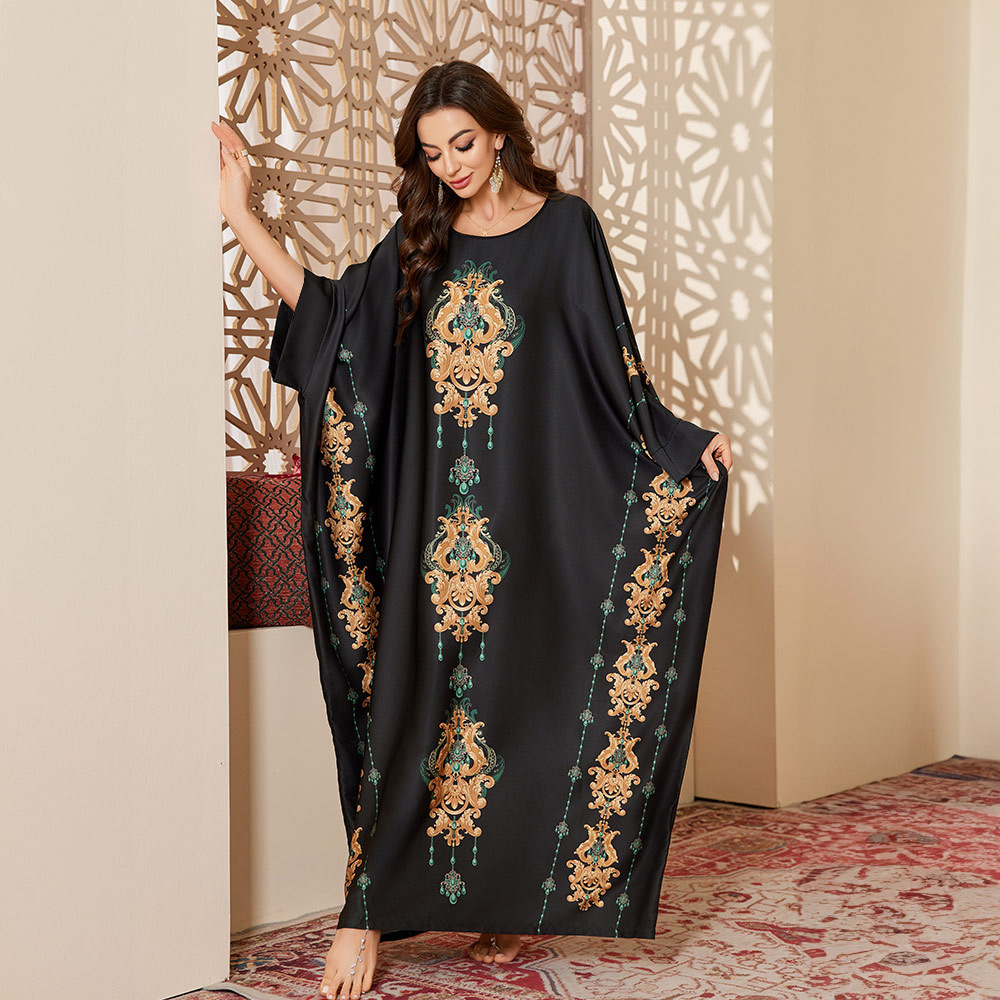 Women's Spring And Autumn Mid-East Wind Satin Gorgeous Printed Blouse