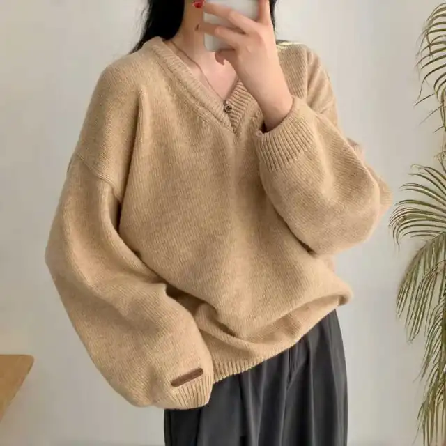 Women's Pullover Mid length Warm Top Khaki - Shop at LoveMi