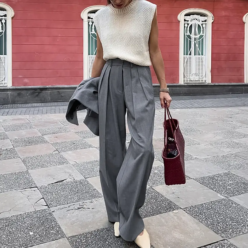 High Waist Straight Suit Pants European And American Women's Clothing