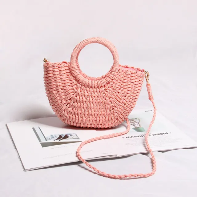 Seaside Vacation Beach Mini Straw Bag Pink - Shop at LoveMi