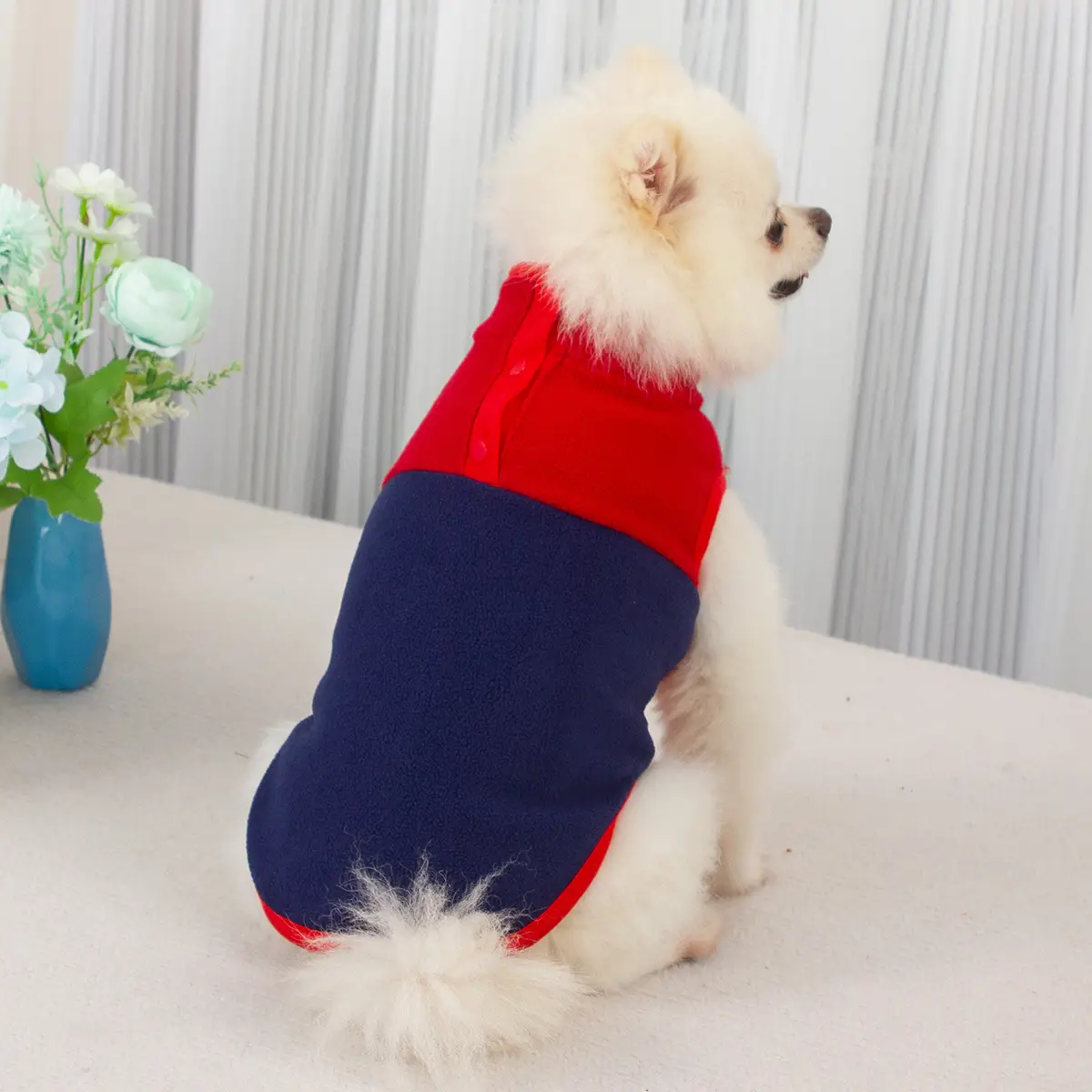 Stand Collar Placket Contrast Color Series European And American Fluffy Jacket
