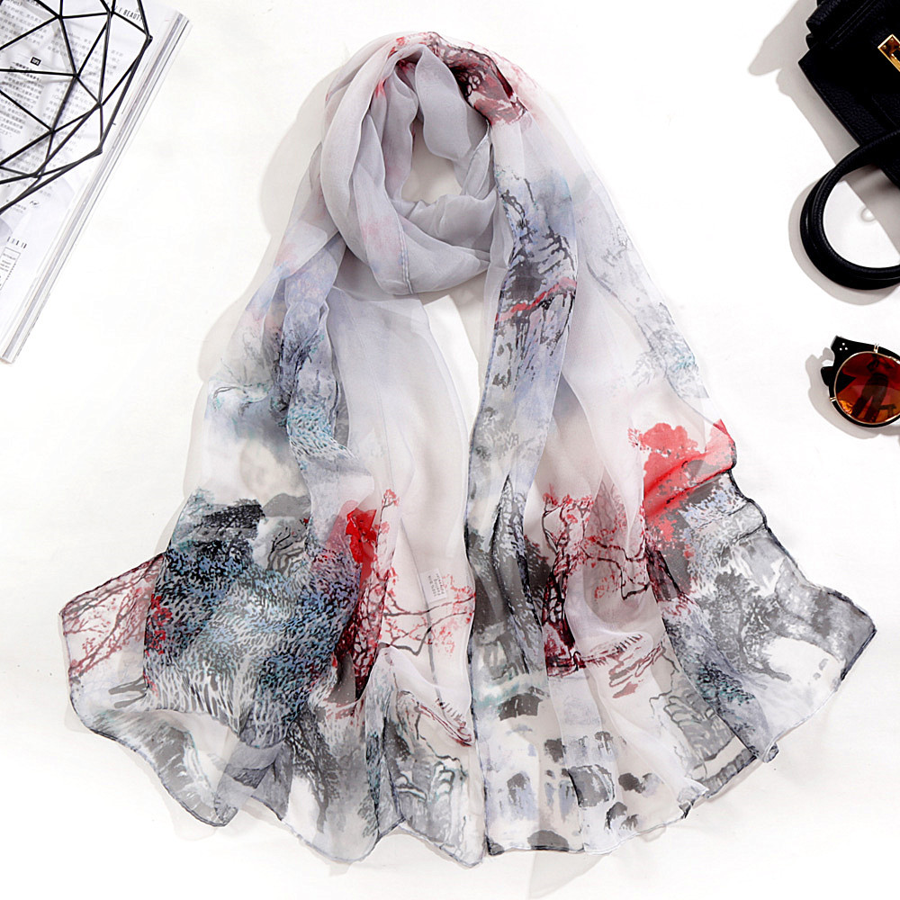 Thin Spring And Autumn All-match Small Sunscreen Landscape Scarf
