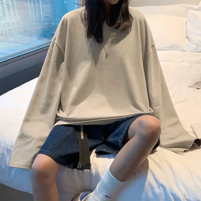 Men's And Women's All series Loose Long Sleeve Sweatershirt T shirt Apricot - Shop at LoveMi