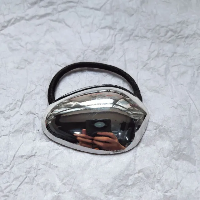 European And American Fashion Metal Egg Shell Hair Styling Minimalist Design Oval Shield Spring Clip Hair Silver Hair Ring - Shop at LoveMi