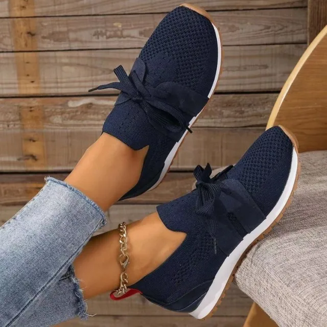 Women's Comfortable Fly Woven Mesh Lace up Casual Shoes Blue - Shop at LoveMi