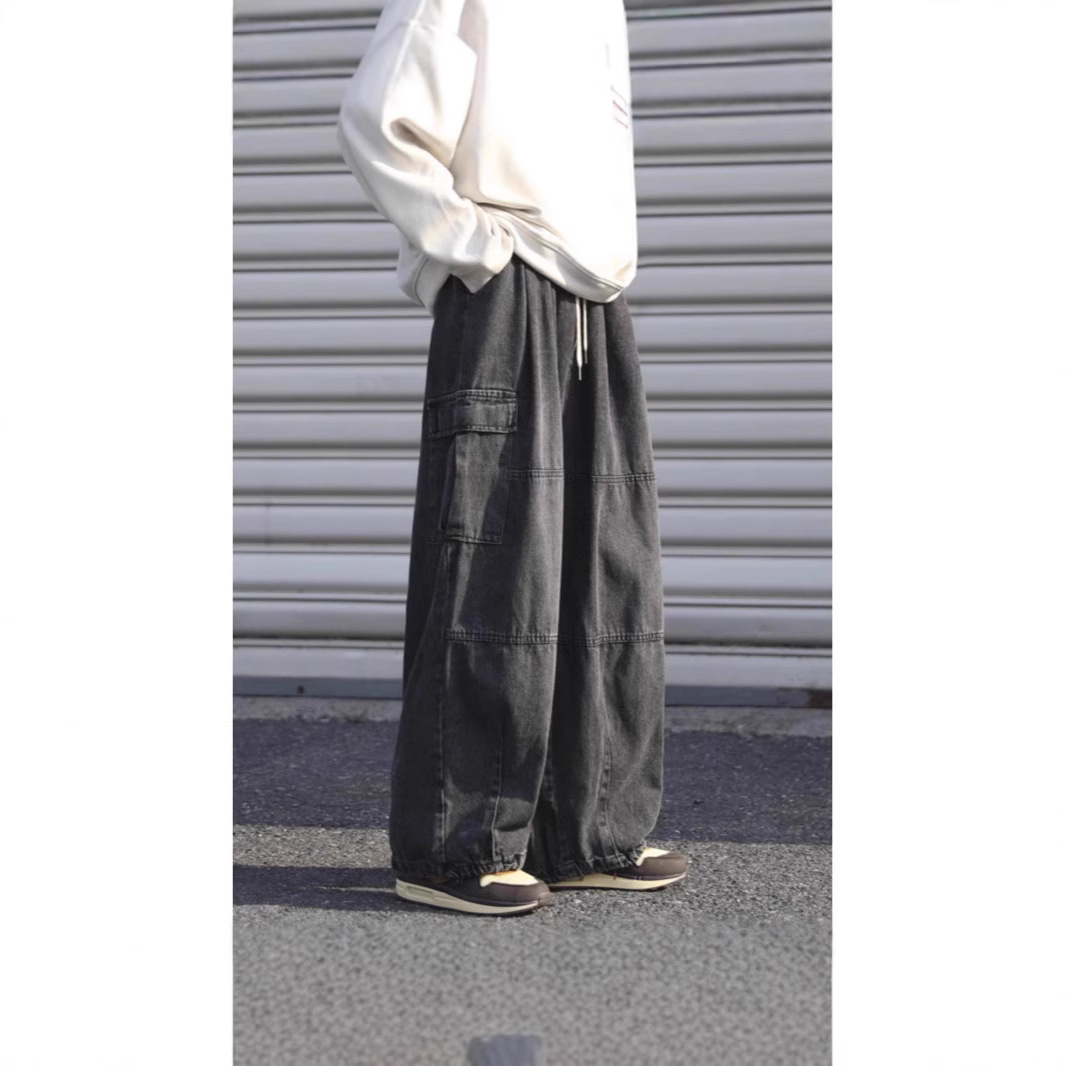 Hong Kong Style Retro Overalls Jeans Man