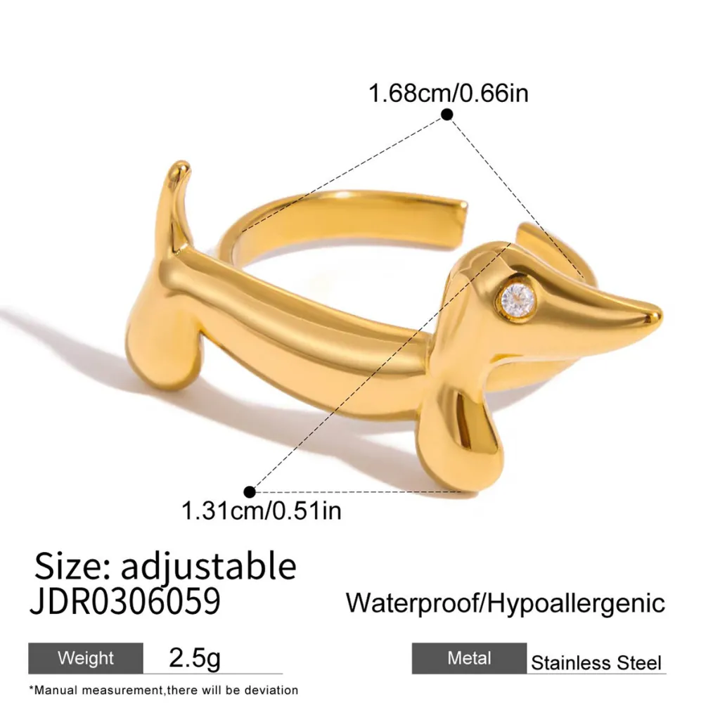 Hand Jewelry Women's Niche Design Dogs And Cats Ring Does Not Fade - Jdr0306059