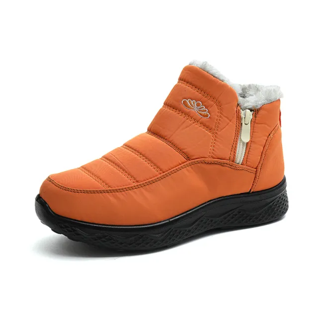 Women's Cotton padded Shoes Thickened Warm Snow Boots Plus Size Women's Ankle Boots Orange - Shop at LoveMi