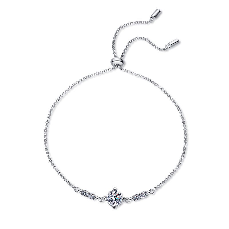 S925 Sterling Silver Classic Style Simple Four-claw Bracelet For Women