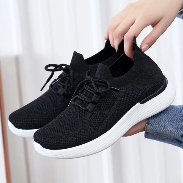 Sneaker Mesh Flying Breathable Comfortable Casual Shoes Black - Shop at LoveMi