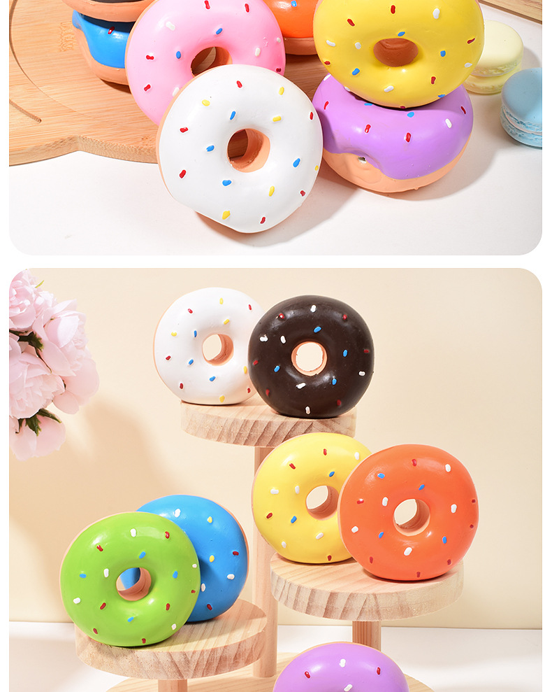 Pet Latex Toy Multi-color Realistic Donut Shape detail photo 4