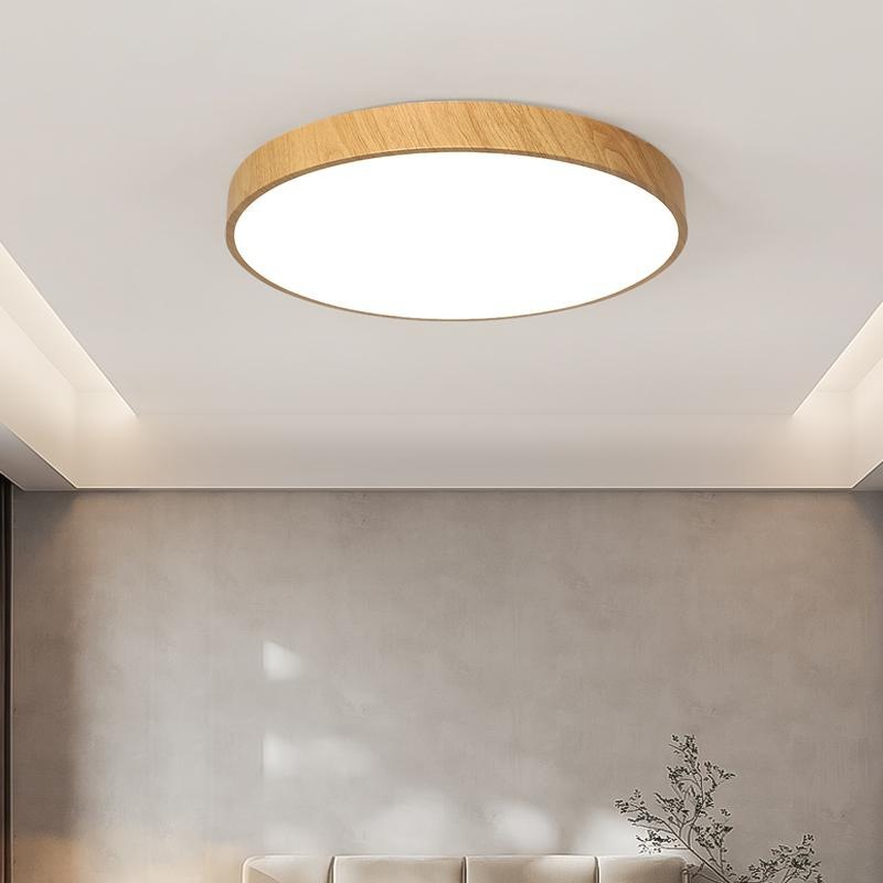 Modern Minimalist New Chinese Style Wood Grain LED Ceiling Light