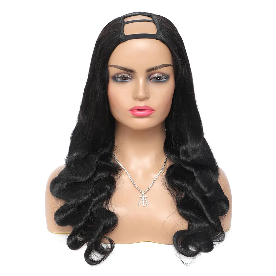 Creative Big Wave Mid-seam Human Wigs Headgear - 150 Density