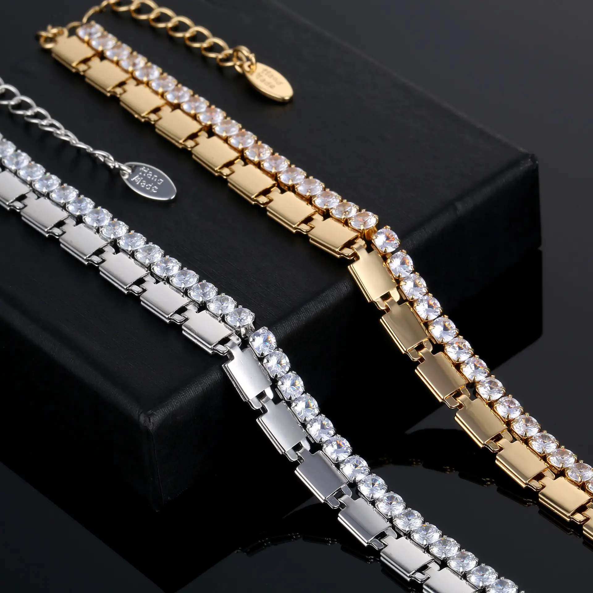 Ornament European And American Gang Drill Gold Silver Trendy Women's Bracelet